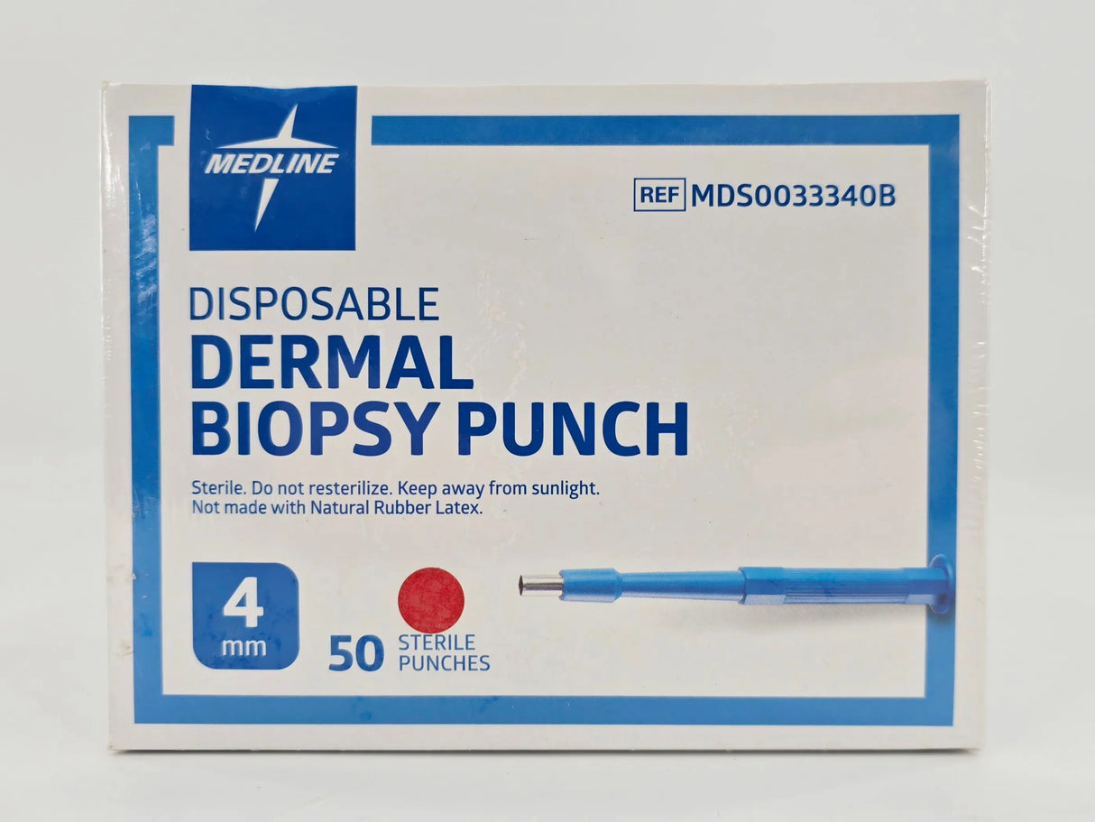 Medline MDS0033340B Disposable Dermal Biopsy Punch 4mm BX/50 Medline