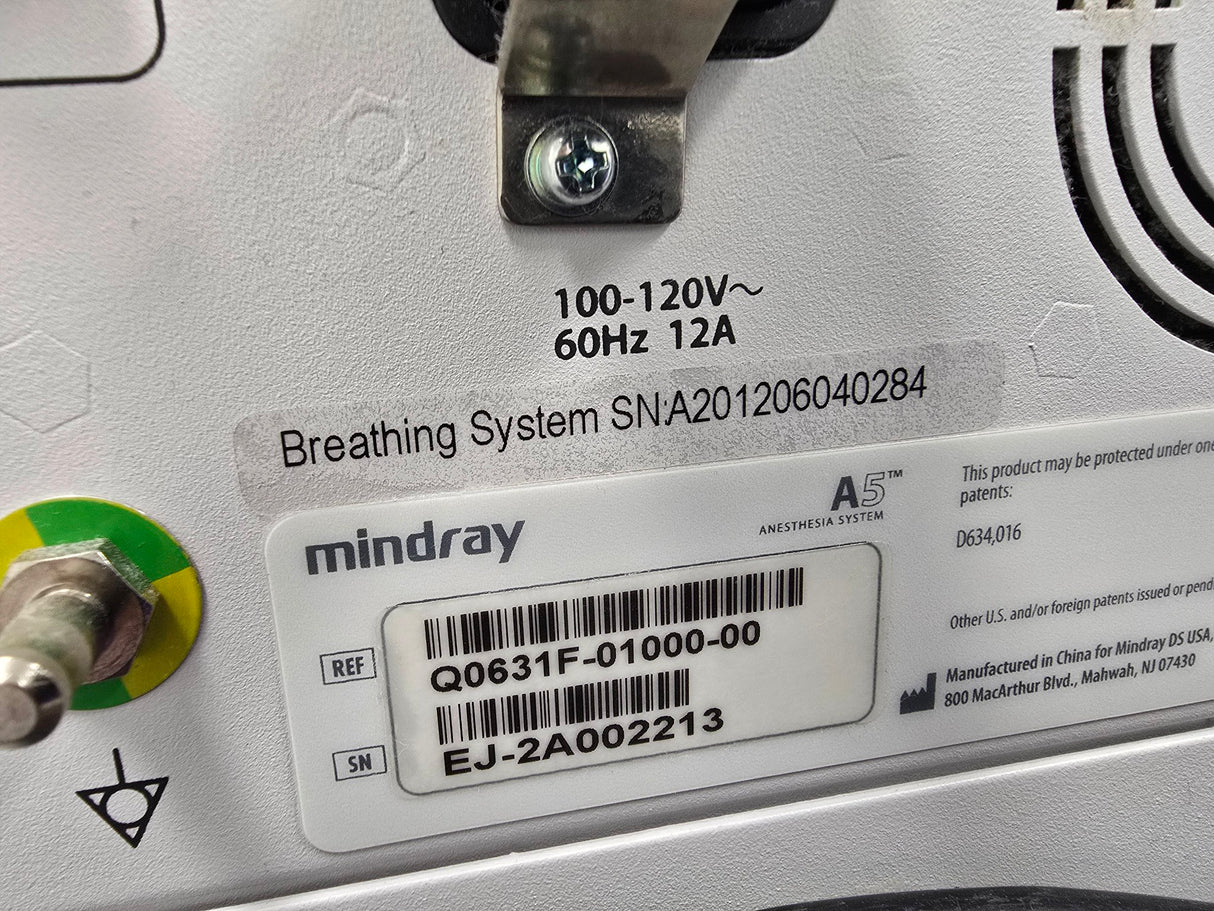 Mindray A5 Anesthesia Machine System Cart S/W: 02.12.00