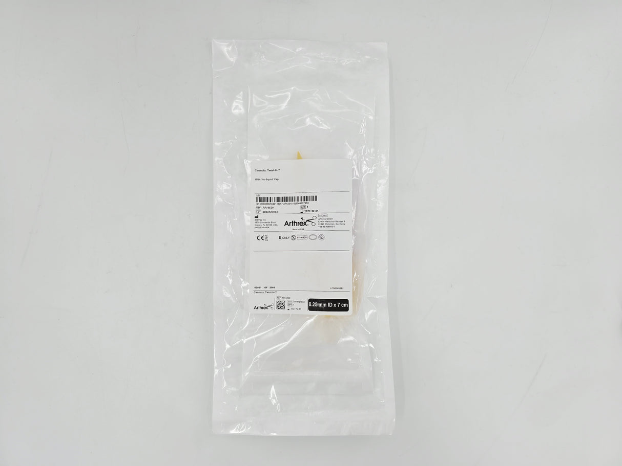 Arthrex AR-6530 Twist-In Cannula w/ No-Squirt Cap 8.25mm ID x 7cm 1/EA