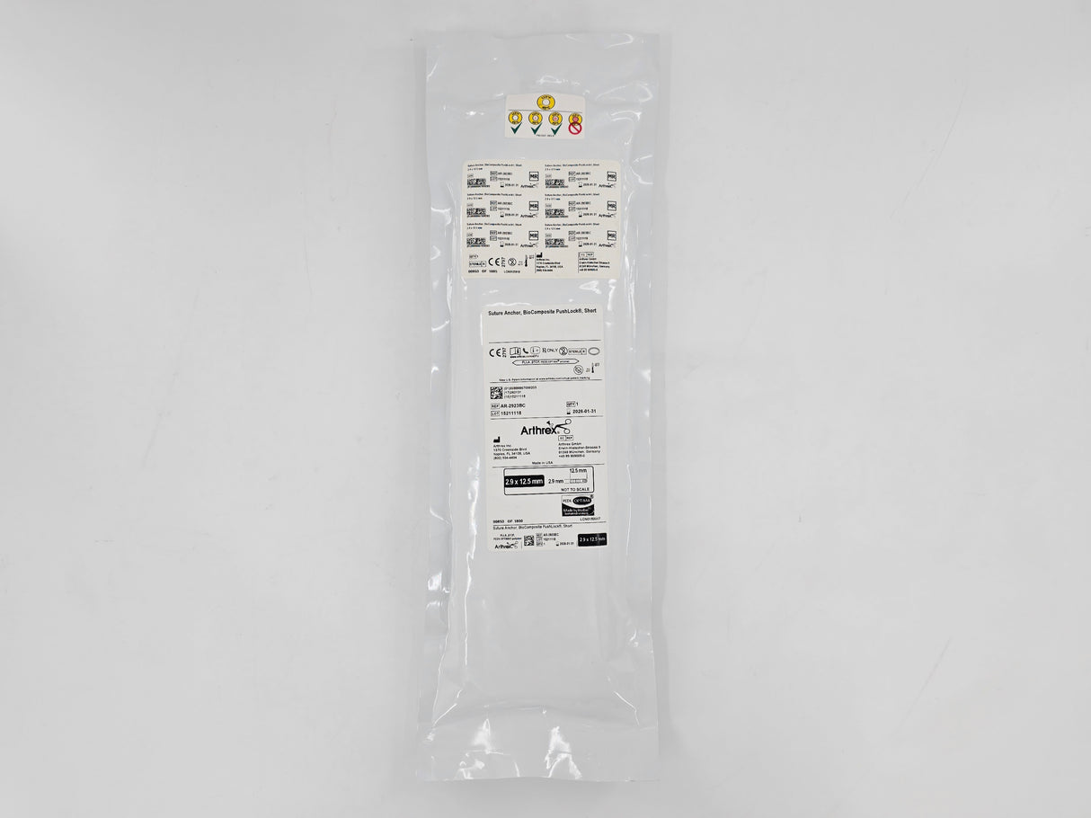 Arthrex AR-2923BC BioComposite PushLock Suture Anchor Short 2.9mm x 12.5mm 1/EA