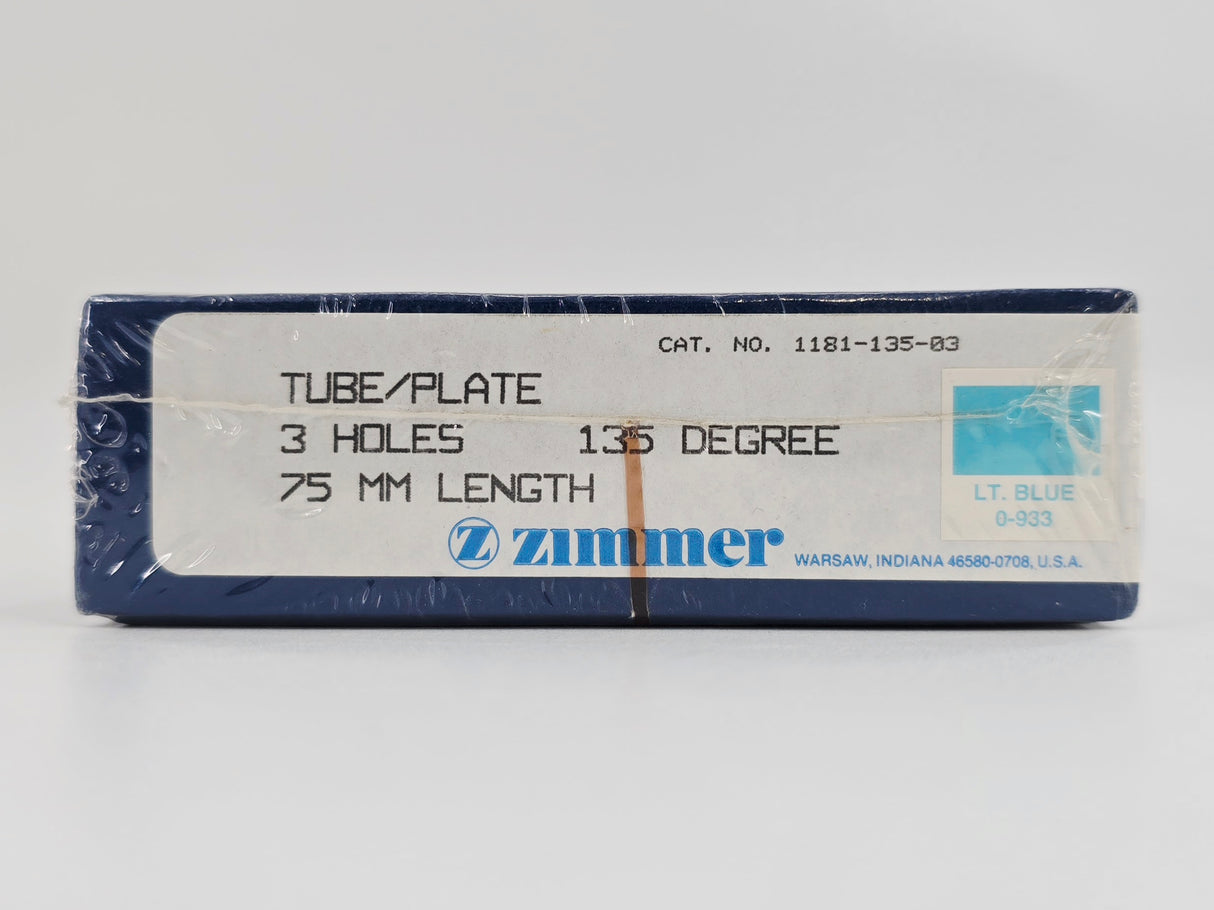 Zimmer Biomet 1181-135-03 Free-Lock Femoral Fixation System Compression Tube/Plate 135° 3 Holes 75mm Length BX/1