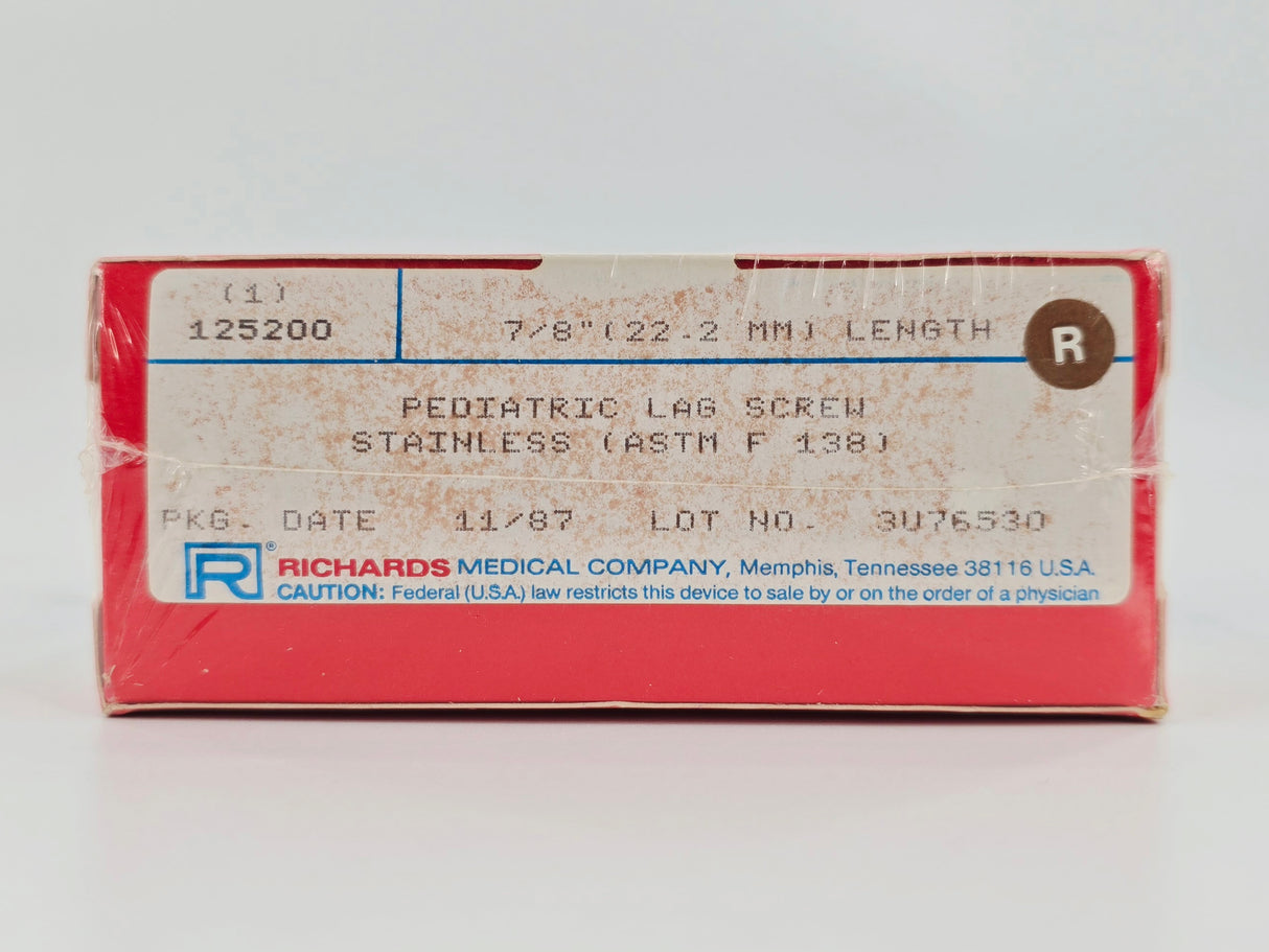 Smith & Nephew Richards 125200 Lag Screw Pediatric 7/8" Length BX/1