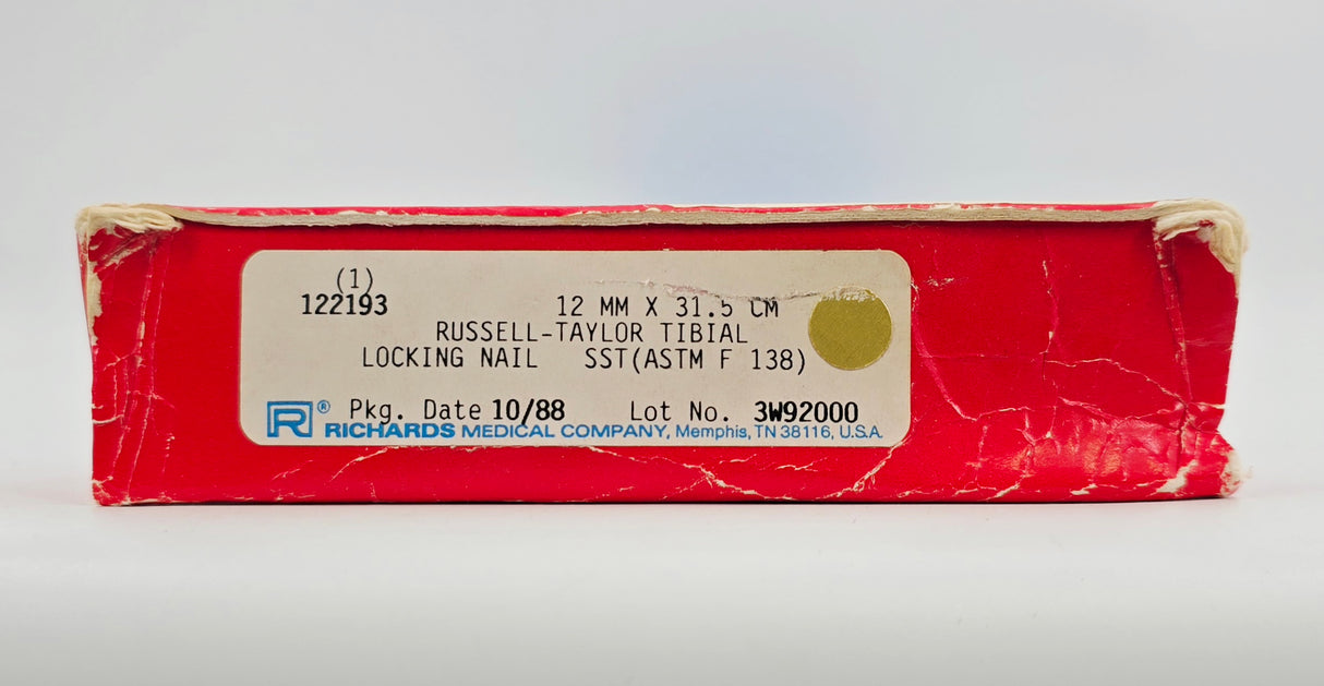 Smith & Nephew Richards 122193 Russell-Taylor Tibial Locking Nail 12mm x 31.5cm BX/1