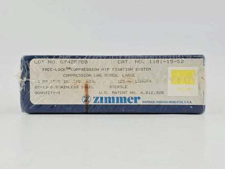 Zimmer Biomet 1181-15-52 Free-Lock Femoral Fixation System Compression Lag Screw Large 16mm 120mm Length BX/1 Zimmer Biomet