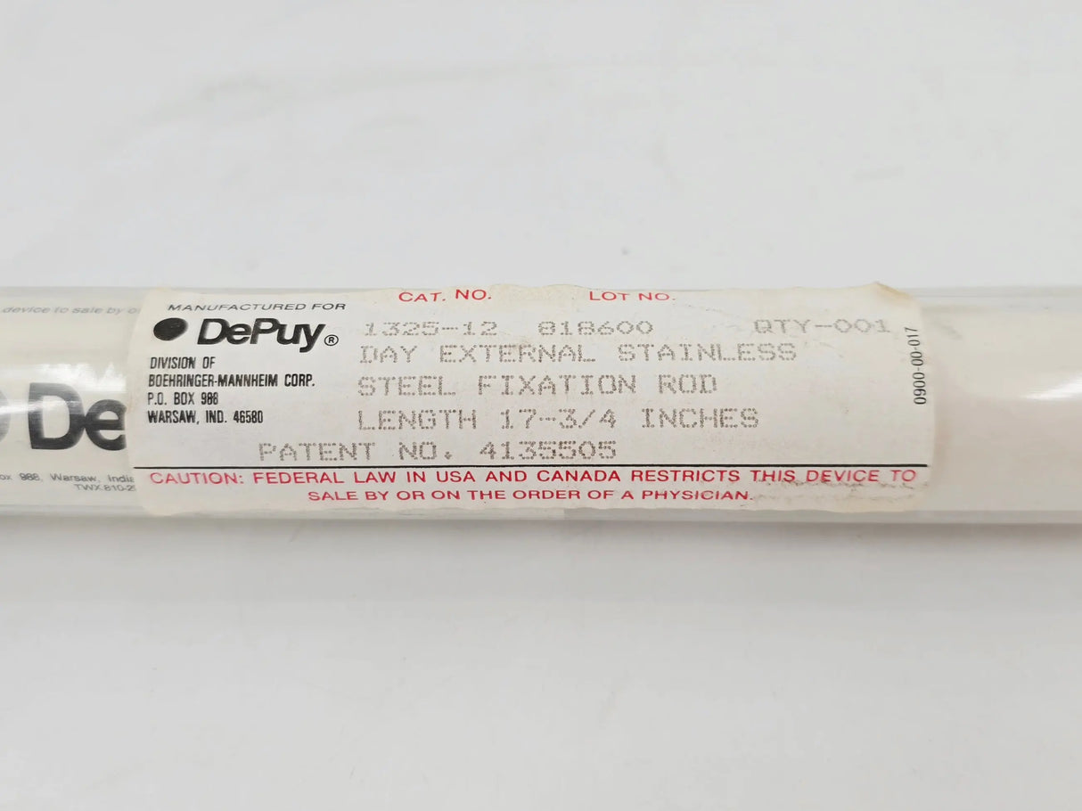 DePuy 1325-12 Day External Fixation Rod Stainless Steel 17-3/4" DePuy