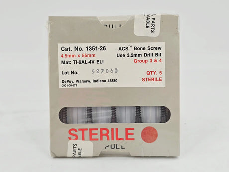 DePuy 1351-26 ACS Bone Screw 4.5mm x 55mm Titanium Orthopedic 5/PK DePuy