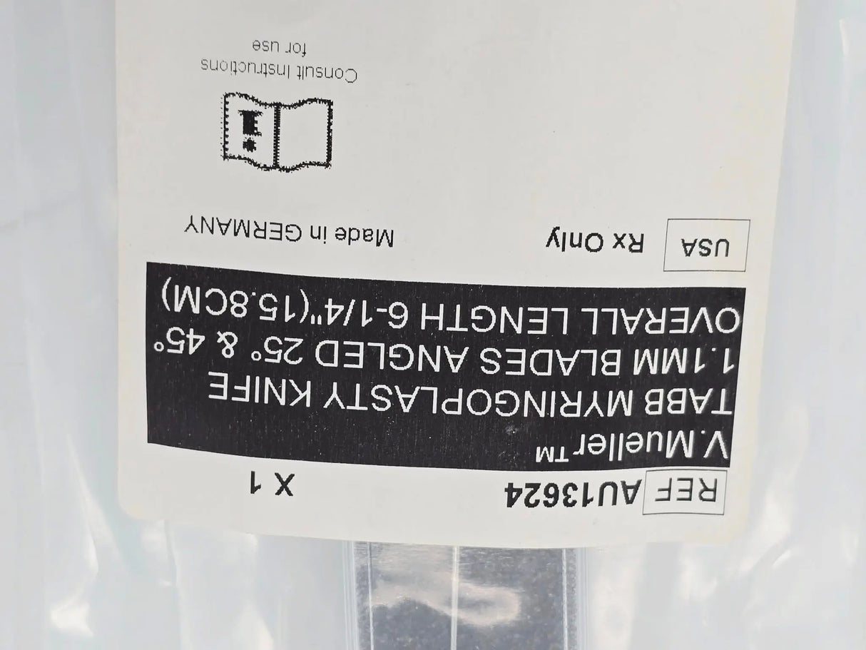 V. Mueller AU13624 Tabb Myringoplasty Knife 1.1mm Blades Angled 25 & 45 Degrees Primis Medical