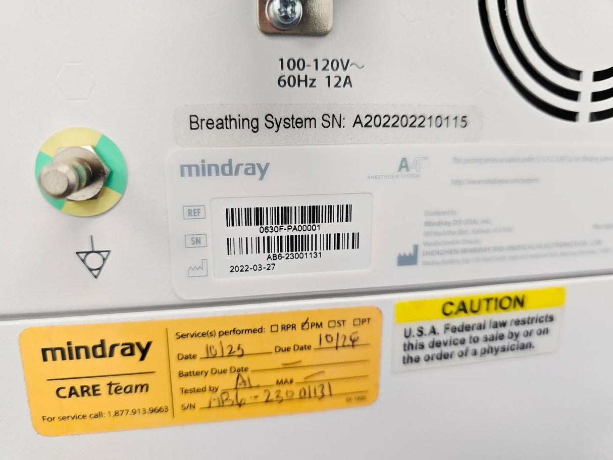 Mindray A4 Advantage Anesthesia System (2022) – ePM 12M Monitor+ AG-3 Gas Module Primis Medical