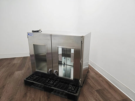 Industrial Stainless Steel Passthrough Cabinet w/Glass Doors Restaurant Wine Bar Primis Medical