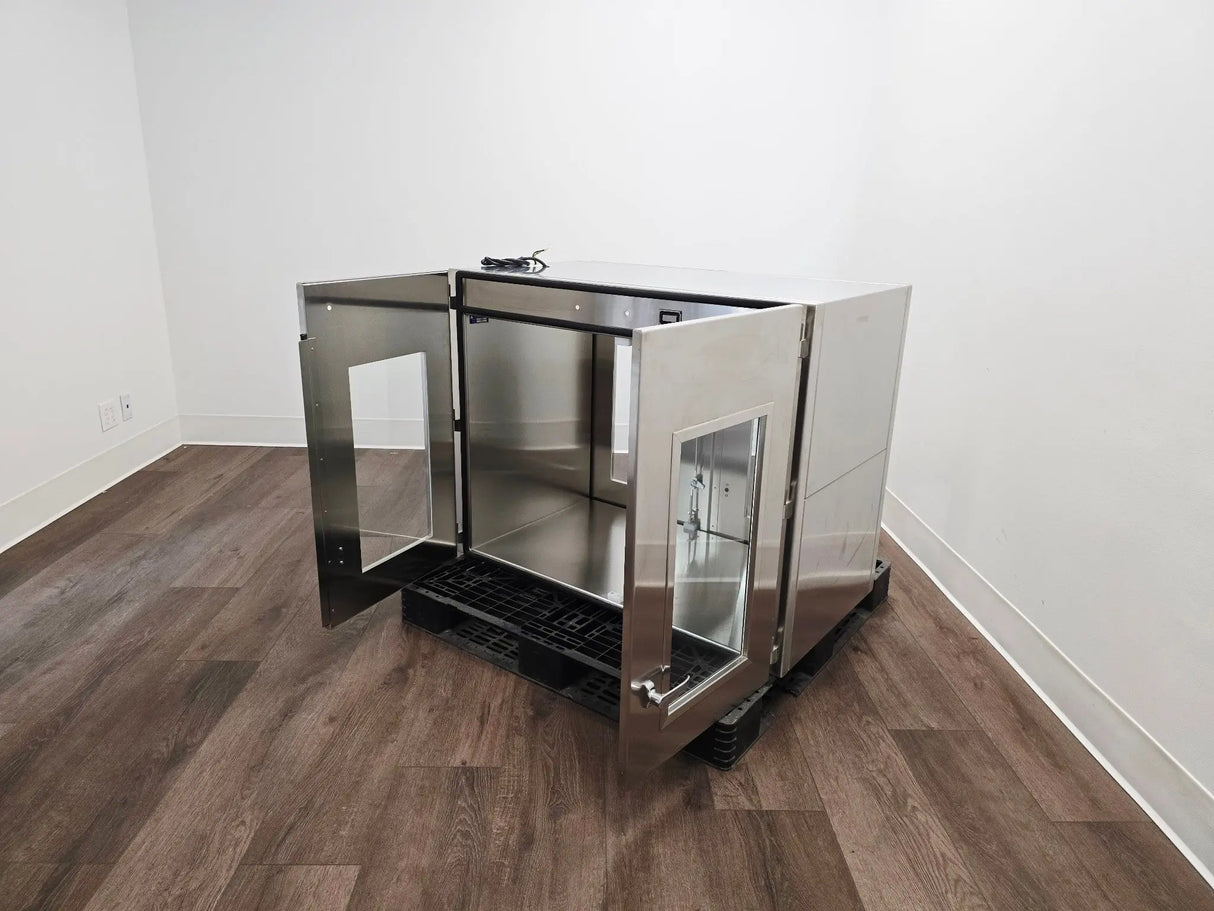 Industrial Stainless Steel Passthrough Cabinet w/Glass Doors Restaurant Wine Bar Primis Medical