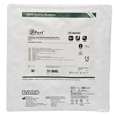 Bard 0605850 X-Port Implantable Port - Titanium Low-Profile, 6F ChronoFlex Catheter Primis Medical