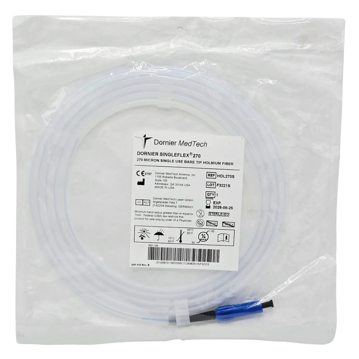 Dornier 270 Micron SingleFlex 270 Laser Fiber - Single-Use Holmium Laser Delivery Fiber Primis Medical