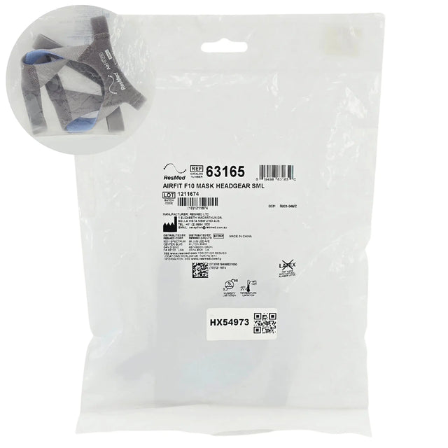 ResMed 63165 AirFit F10 Headgear - Small CPAP Mask Replacement Headgear Primis Medical