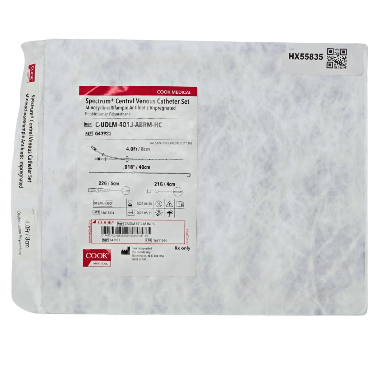 Cook Medical G43983 Spectrum Central Venous Catheter Set 4Fr x 8cm Single Lumen Standard Tray – New Cook Medical