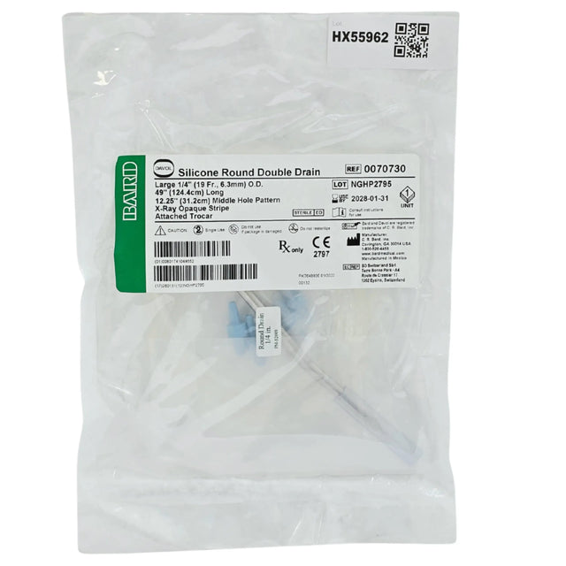 C.R. Bard 0070730 Silicone Round Double Closed Wound Drain with Trocar 1/4" 49" 1/EA – New Bard