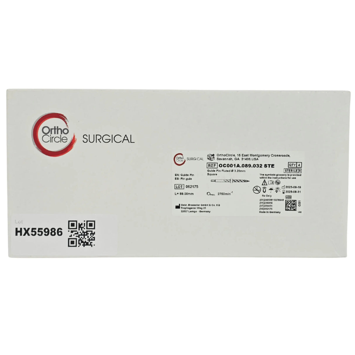 Gebr. Brasseler OC910.110.032 STE Komet Navigation Guide Pin / Screw 3.2mm x 110mm Sterile 4 Packs – New Brasseler