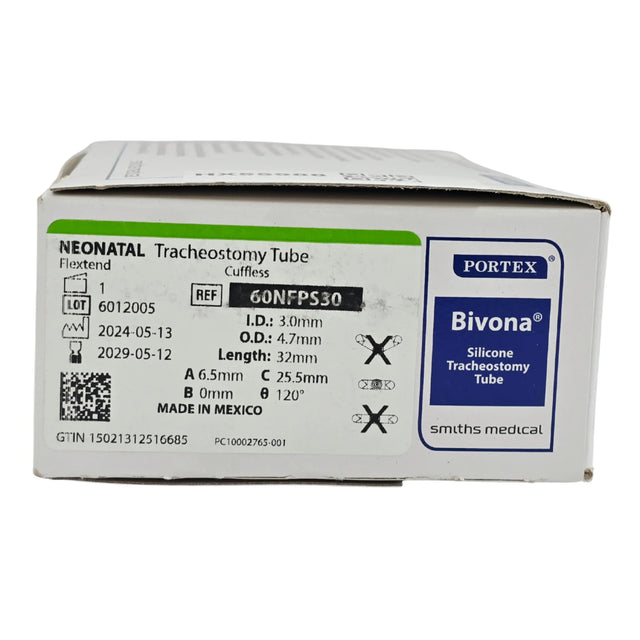 Smiths Medical 60NFPS30 Bivona FlexTend Neonatal Uncuffed Tracheostomy Tube  – New Smiths Medical