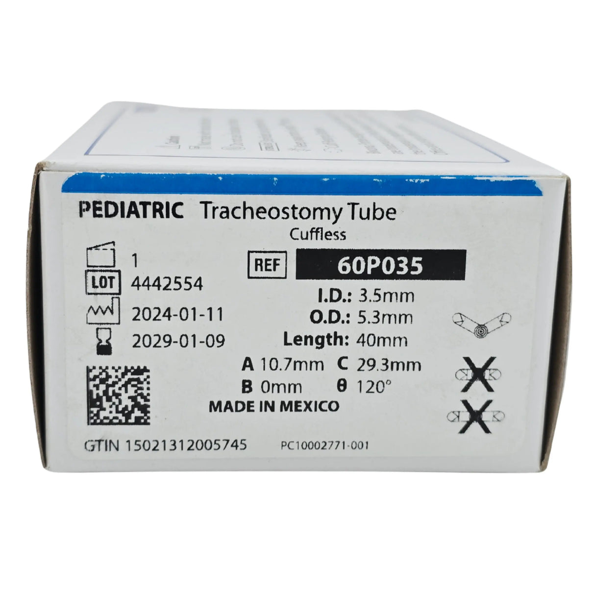Smiths Medical 60P035 Bivona Pediatric Uncuffed Tracheostomy Tube Size 3.5 3.5mm ID x 5.3mm OD x 40mm – New Smiths Medical
