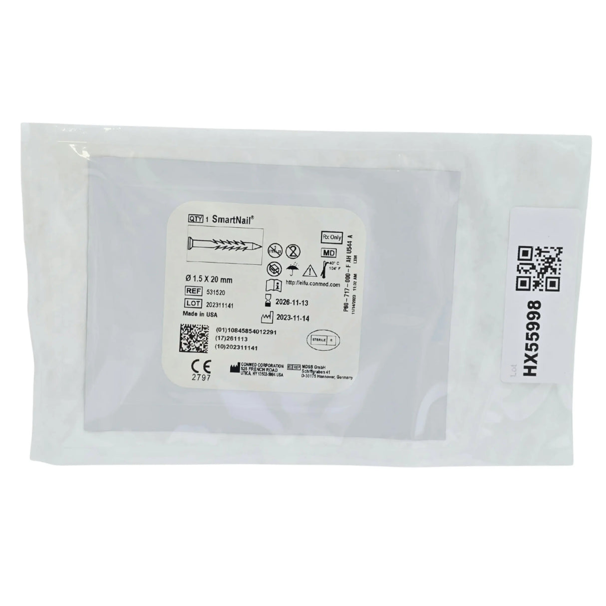 ConMed Linvatec 531520 SmartNail PLA Bioresorbable Fragment Fixation Nail 1.5mm x 20mm – New ConMed