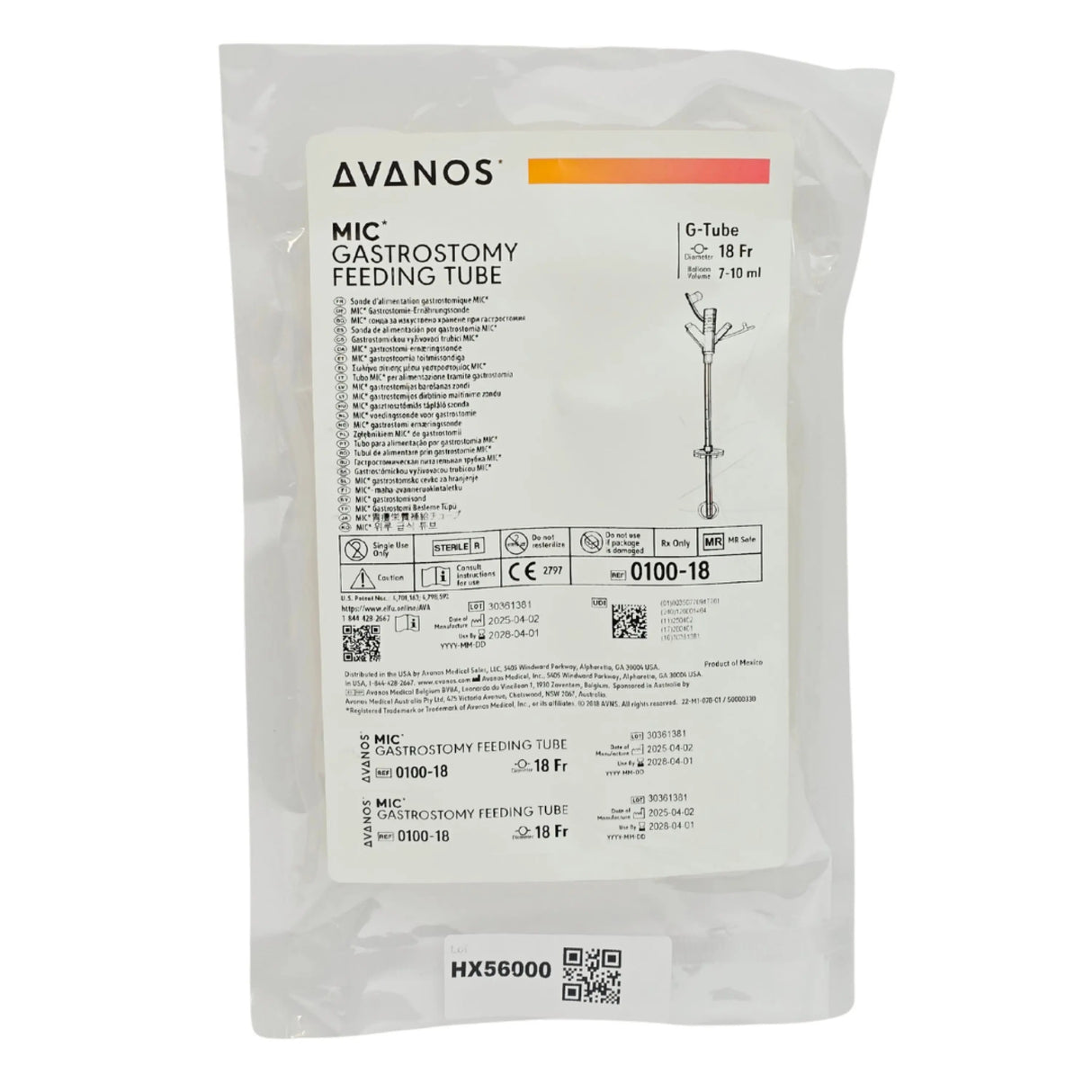 Avanos 94776 MIC Gastrostomy Feeding Tube 18Fr 7–10mL Balloon – New Avanos