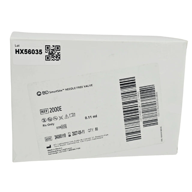 BD SmartSite 2000E Needle-Free IV Connector 0.11mL 50/Case - New BD
