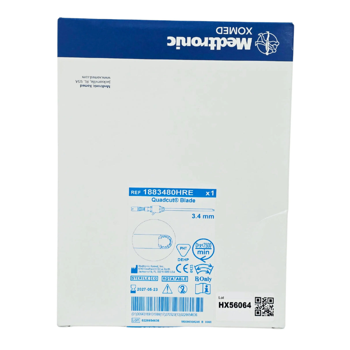 Medtronic 1883480HRE Quadcut Straight Rotatable Sinus Blade 3.4mm x 13cm with Irrigation Tubing 1/EA - New Medtronic