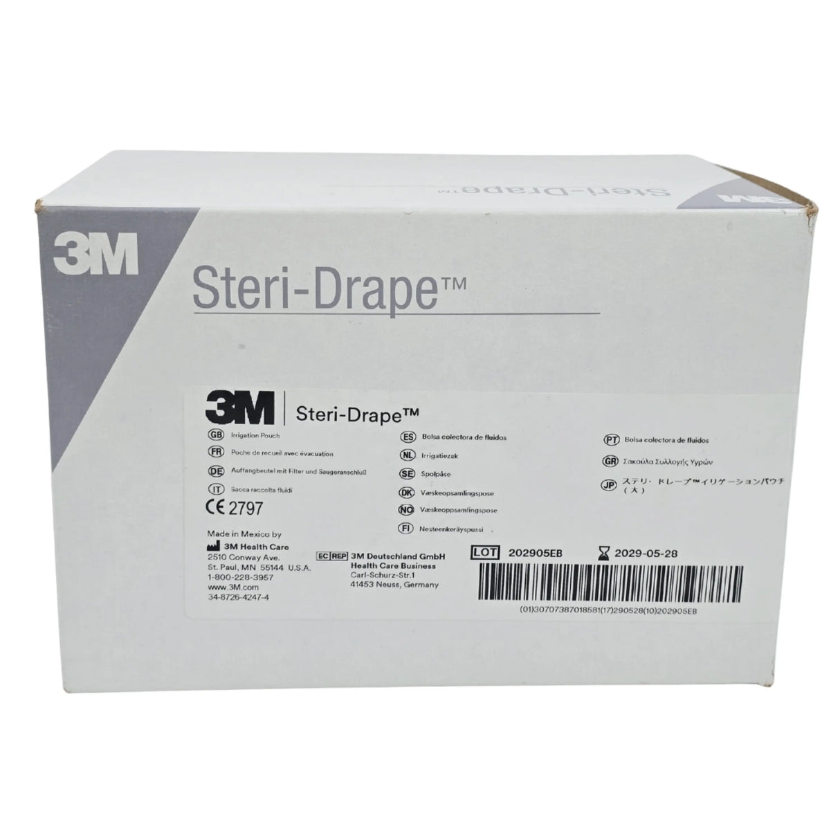 3M 1016 Steri-Drape Irrigation Pouch 19" x 23" with Adhesive Strip & Exit Port 10/Box - New 3M