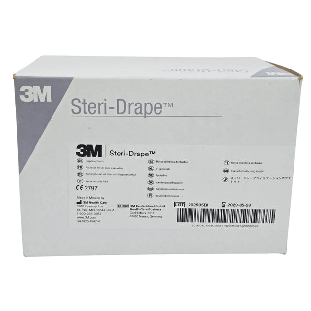 3M 1016 Steri-Drape Irrigation Pouch 19" x 23" with Adhesive Strip & Exit Port 10/Box - New 3M