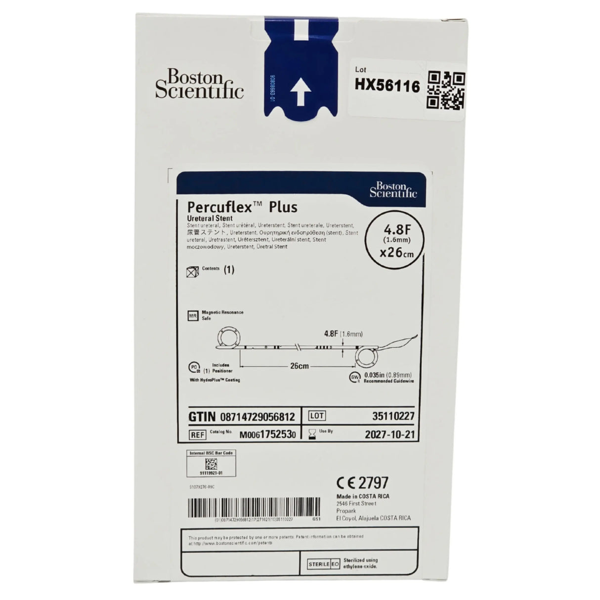Boston Scientific M0061752530 Percuflex Plus Ureteral Stent 4.8 Fr x 26 cm - New Boston Scientific
