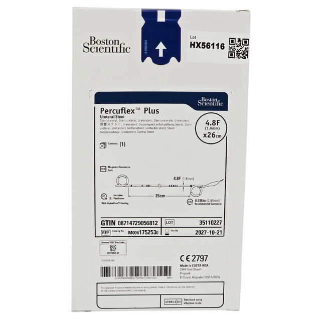 Boston Scientific M0061752530 Percuflex Plus Ureteral Stent 4.8 Fr x 26 cm - New Boston Scientific