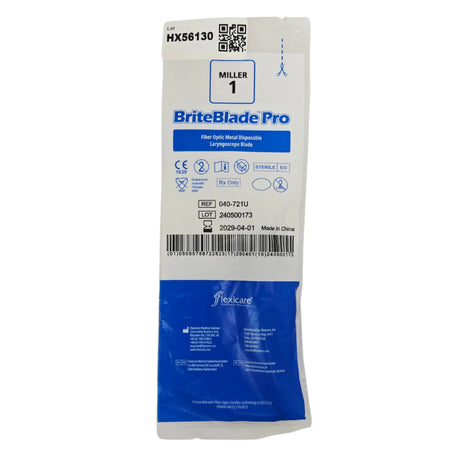 Flexicare 040-721U BriteBlade Pro Miller 1 Fiber Optic Laryngoscope Blade - New Flexicare