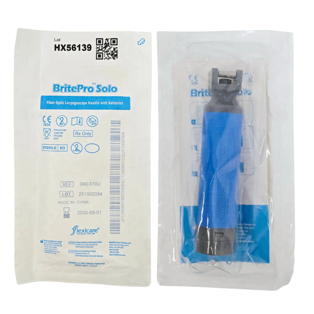Flexicare Britepro Solo 040-310U Laryngoscope Handle - Standard Size, Fiber Optic LED, Single-Use 1/EA New Flexicare