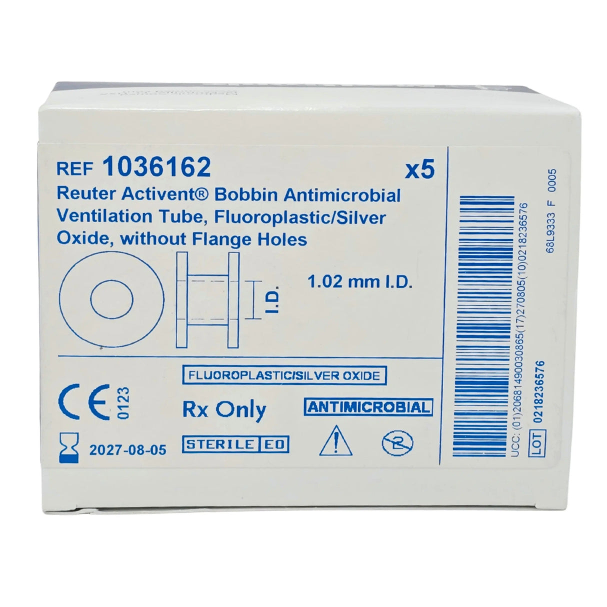 Medtronic 1036162 Activent Silicone Tympanostomy Vent Tube 1.14 mm Inner Diameter - New Medtronic