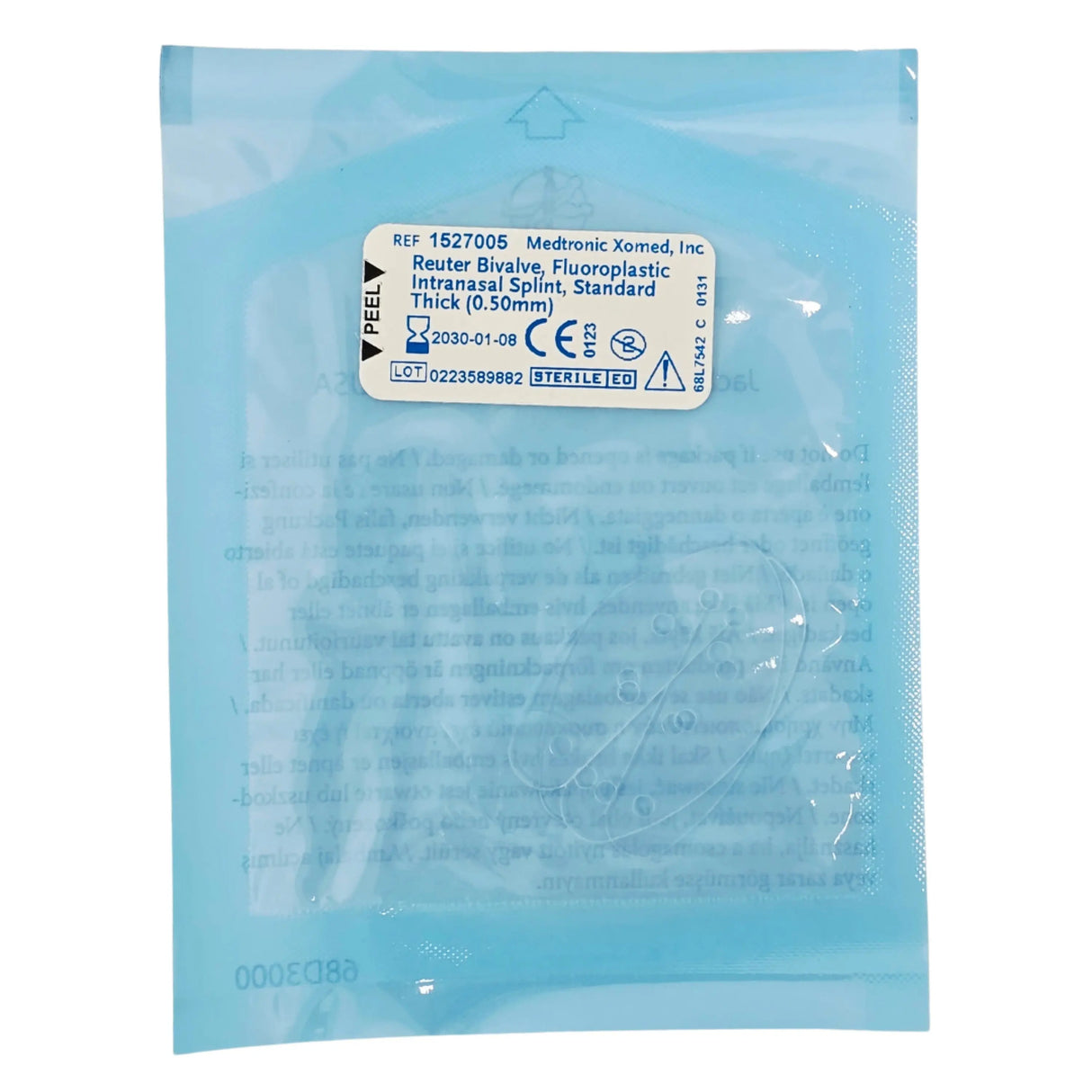 Medtronic 1527005 Reuter Bivalve Fluoroplastic Intranasal Splint 0.50 mm Standard Thick - New Medtronic