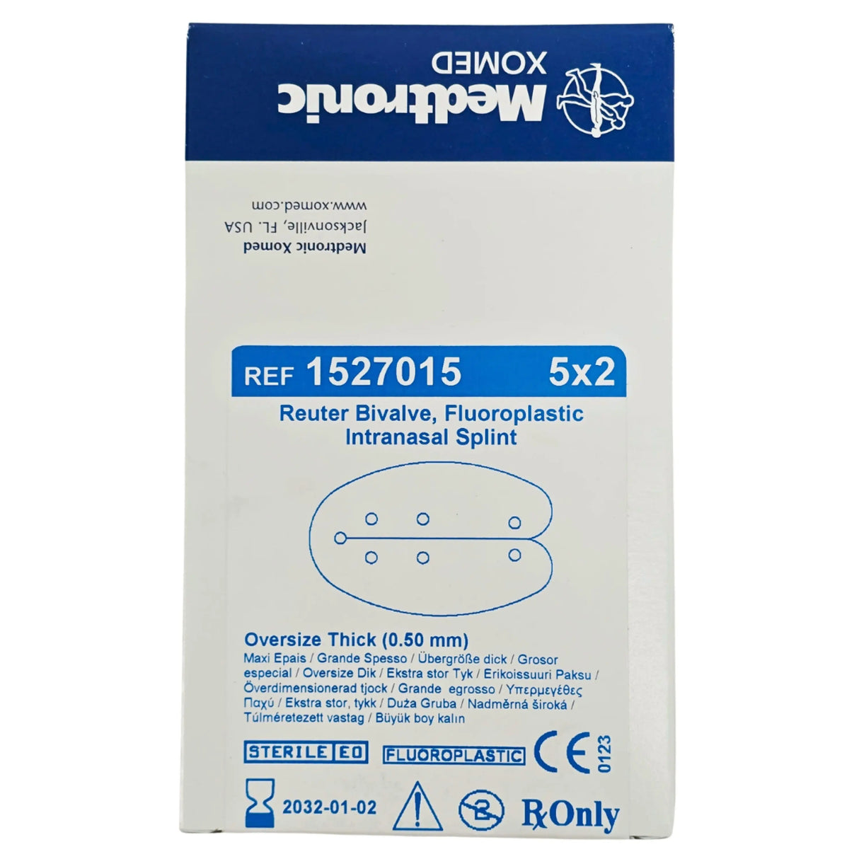 Medtronic 1527015 Reuter Bivalve Fluoroplastic Intranasal Splint Oversize 0.50 mm Thick - New Medtronic