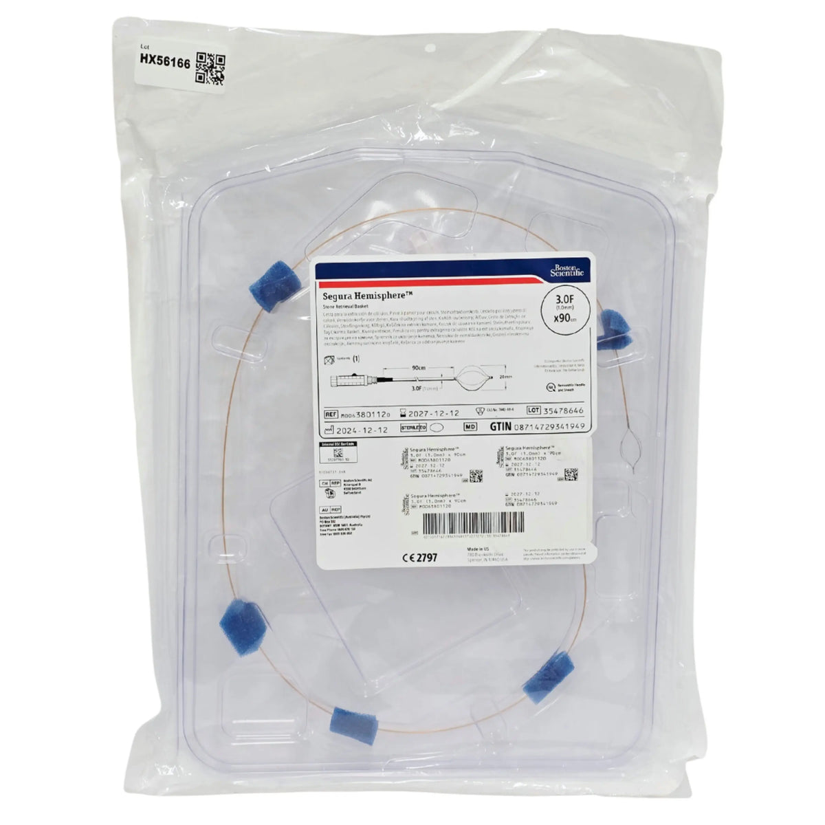 Boston Scientific M0063801120 Segura Hemisphere Stone Retrieval Basket 3.0 French x 90 cm x 20 mm - New 1/EA Preowned