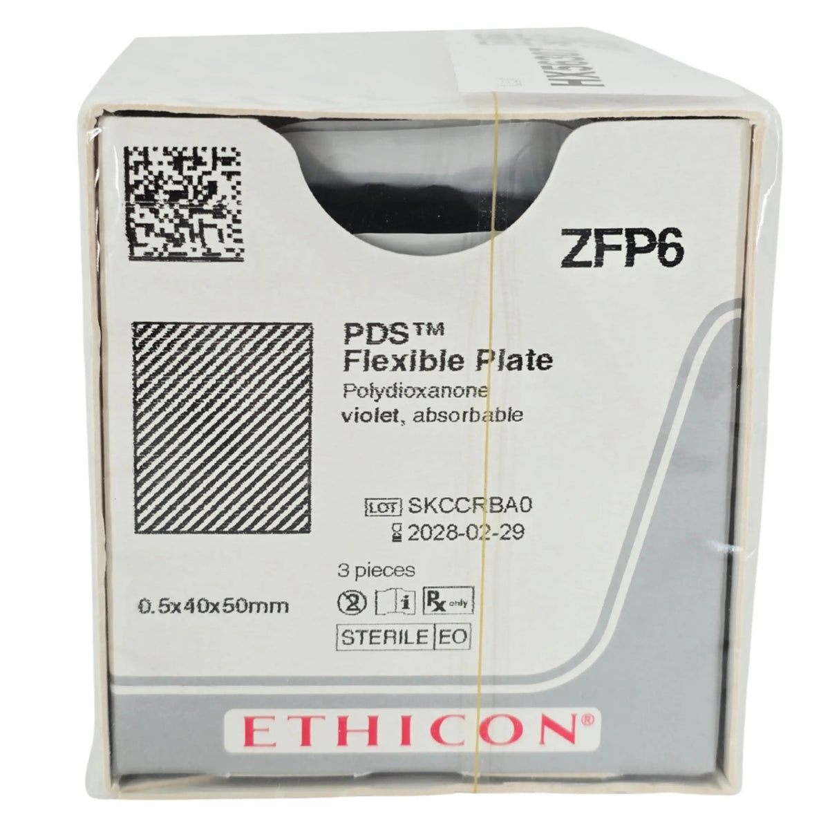 Ethicon ZFP6 PDS Flexible Plate (0.5mm x 40mm x 50mm) Nasal Implant - Box of 3 - New Ethicon
