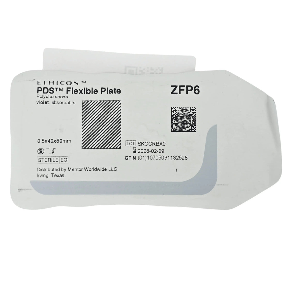 Ethicon ZFP6 PDS Flexible Plate Polydioxanone 0.50 mm x 40 mm x 50 mm - Box of 3 - New Ethicon