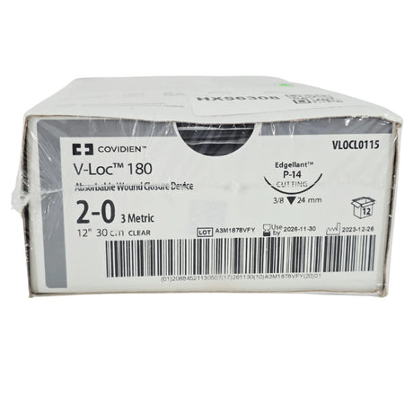 Covidien VLOCL0115 V-Loc 180 Absorbable Wound Closure Device 3-0 Green 18 in V-20 Needle - Box of 12 - New Covidien