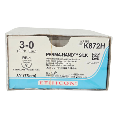 Ethicon K872H Vicryl Cottony Suture Size 2-0 Undyed 30 in CT-1 Needle - Box of 36 - New Ethicon
