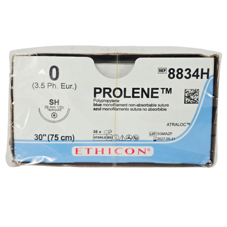Ethicon Prolene 8834H Size 0 Suture - Blue Monofilament Polypropylene, Nonabsorbable (Box of 36) Ethicon