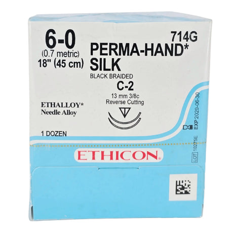 Ethicon 714G PERMA-HAND Silk Suture, 6-0, 18" Ethicon