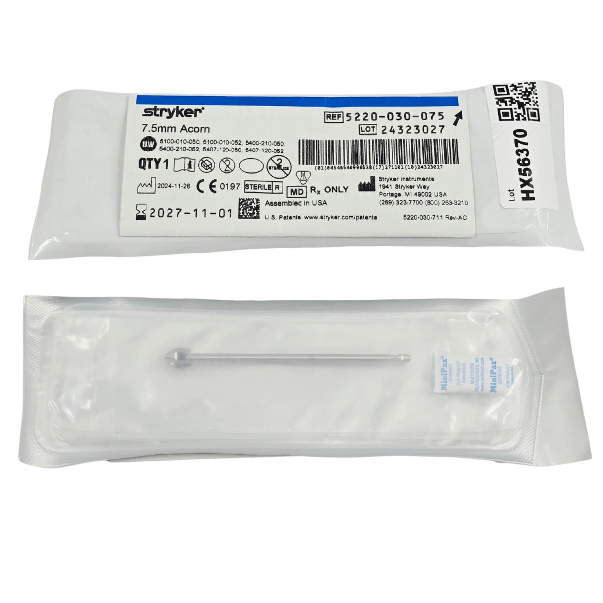 Stryker 5220-030-075 Core2 Precision Diamond Bur, 3.0 mm Ball - New / Sterile Stryker