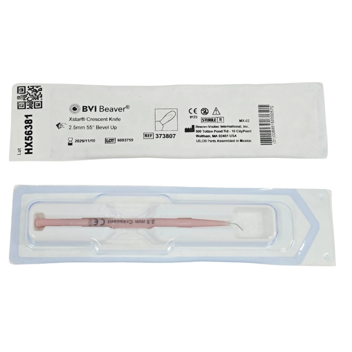 Beaver-Visitec 373807 Beaver Crescent Ophthalmic Knife, 2.5 mm Angled Bevel-Up - New / Sterile BVI