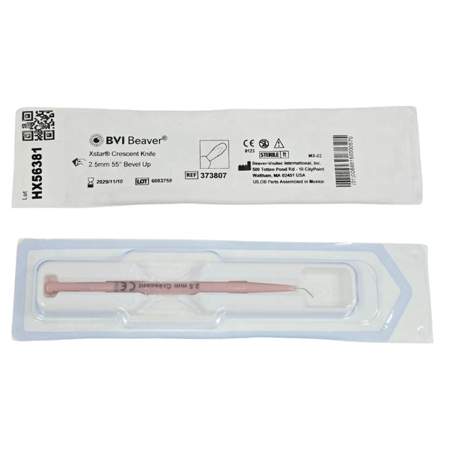 Beaver-Visitec 373807 Beaver Crescent Ophthalmic Knife, 2.5 mm Angled Bevel-Up - New / Sterile BVI