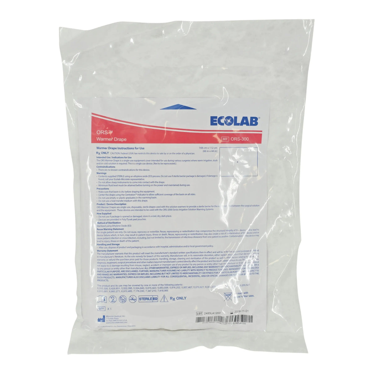 Microtek ORS-300 Solution / Fluid Warming System Drape, 44" x 66" - New / Sterile Microtek