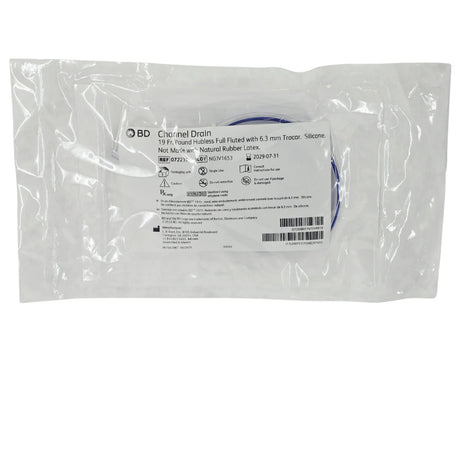 Bard 072231 Silicone Channel Drain, 19 Fr Round Hubless with 6.3 mm Trocar - New / Sterile Bard