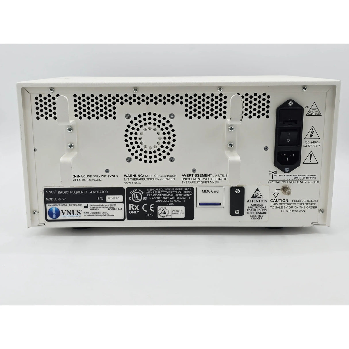 Covidien VNUS RFG2 Radiofrequency Generator Software Version 4.4.0 (VNUSRFG24.40) Covidien