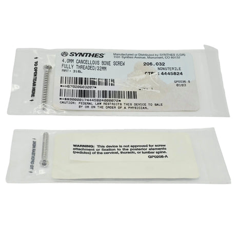 Synthes 206.032 Orthopedic Bone Screw
