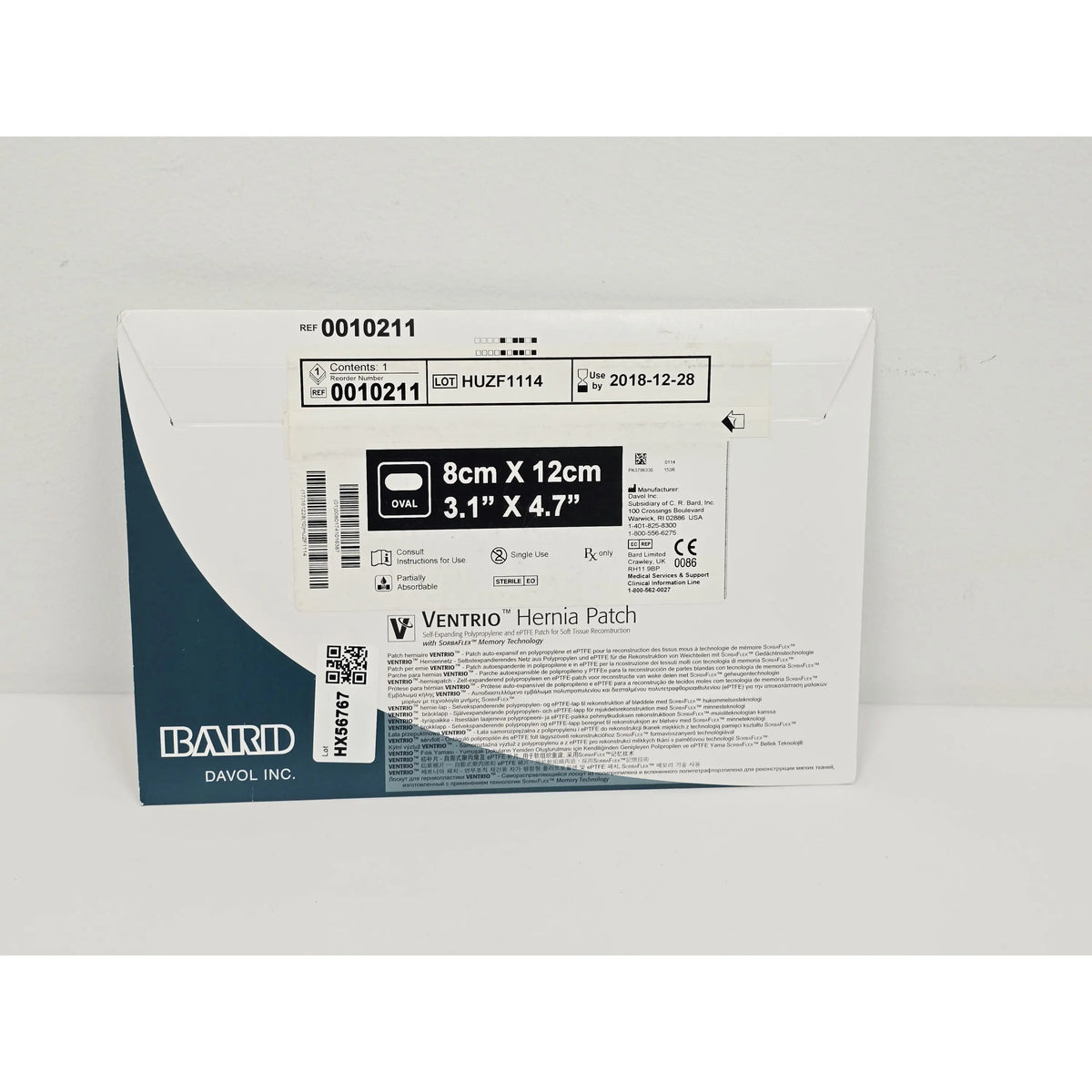 Davol Inc., 0010211, BX, New - Inner Sterile Package Intact, 00801741016387, EXPIRED Davol Inc.